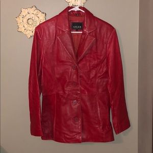 Adler Collection Red Genuine Leather Coat